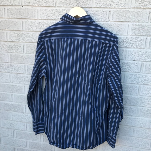 Calvin Klein Jeans Button Down Striped Blue Shirt - Picture 5 of 7